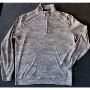 Johnnie O Pullover Mens Medium Gray Camo Quarter Zip Olde Stone Golf Stretch